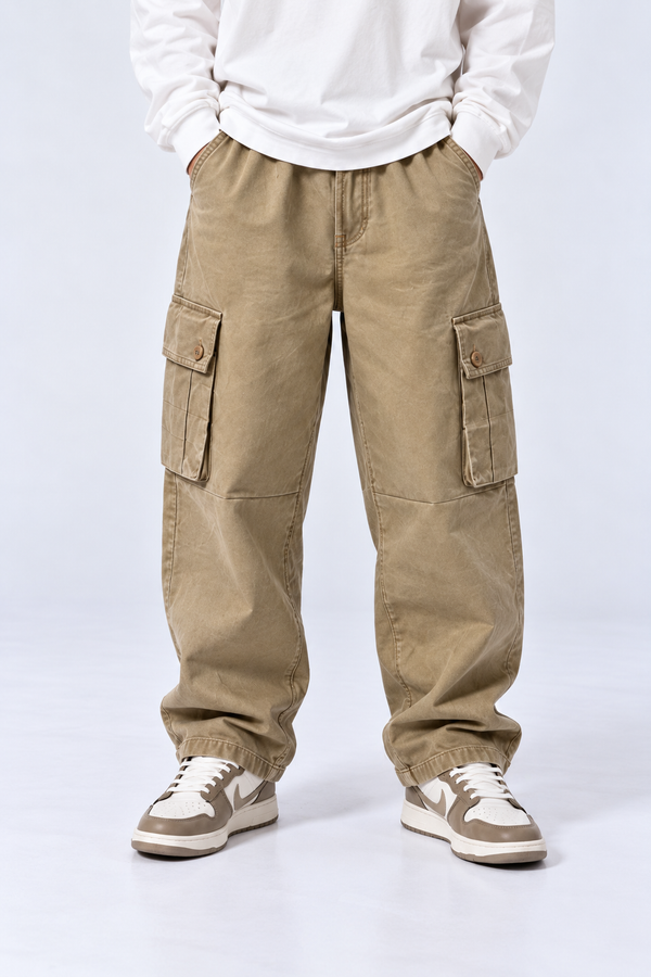 Pantalone Cargo Slavato | Duca Homme (beige)