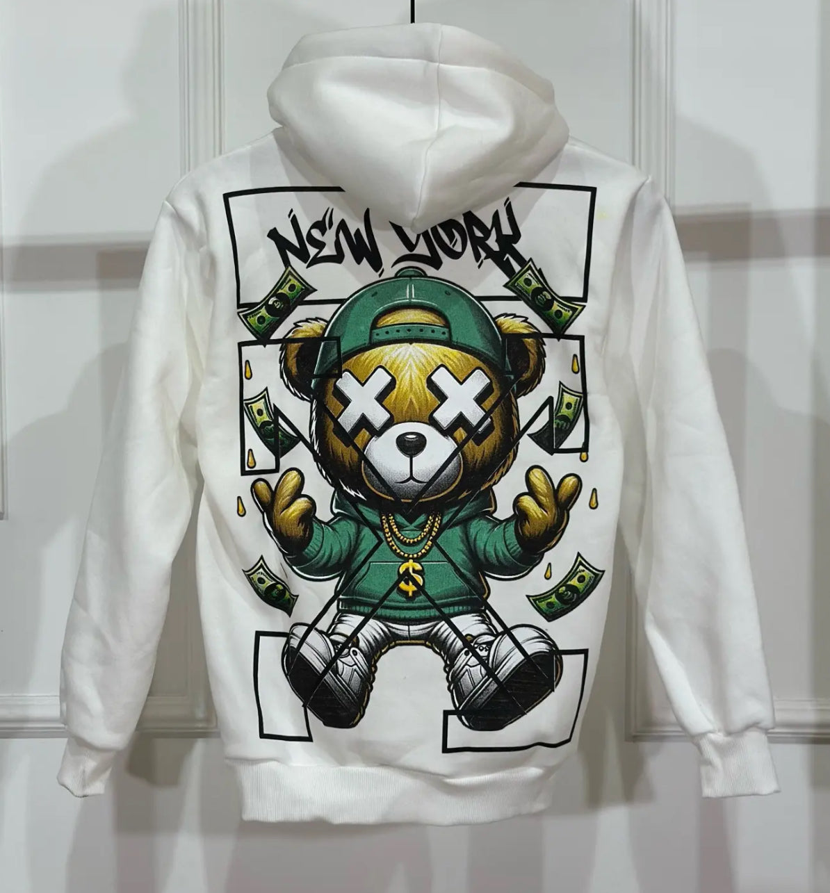 Felpa Bambino Bianca Stampa Orso Duca Homme | Cappuccio Cotone 8-16 Anni