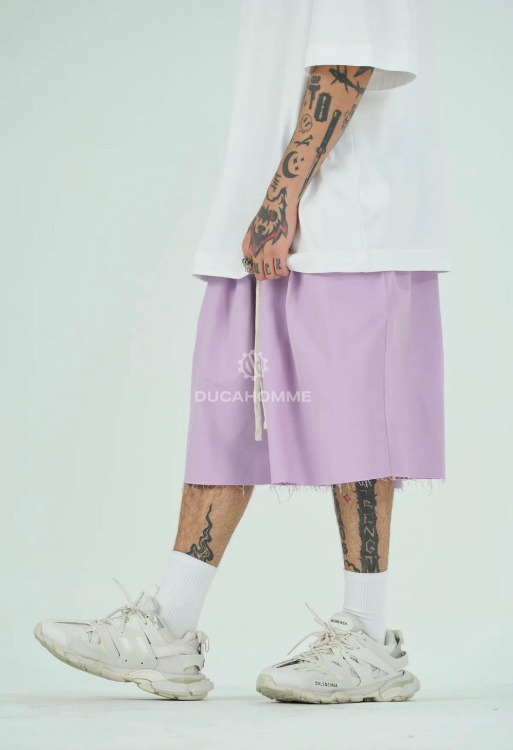 Bermuda Over Taglio Vivo | Duca Homme (lilla)