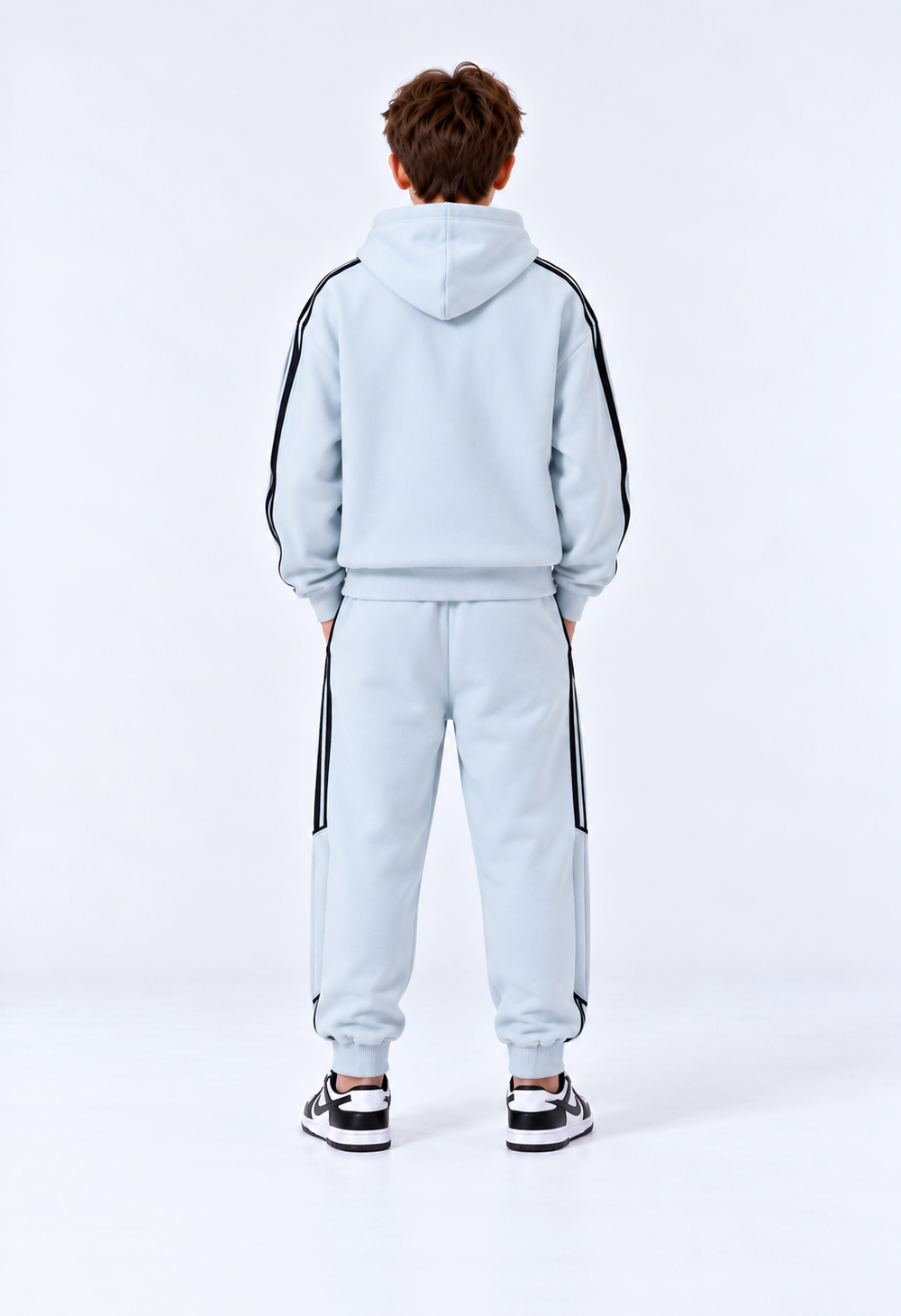 Completo Felpato Strisce Laterali Bambino | Duca Homme (celeste)