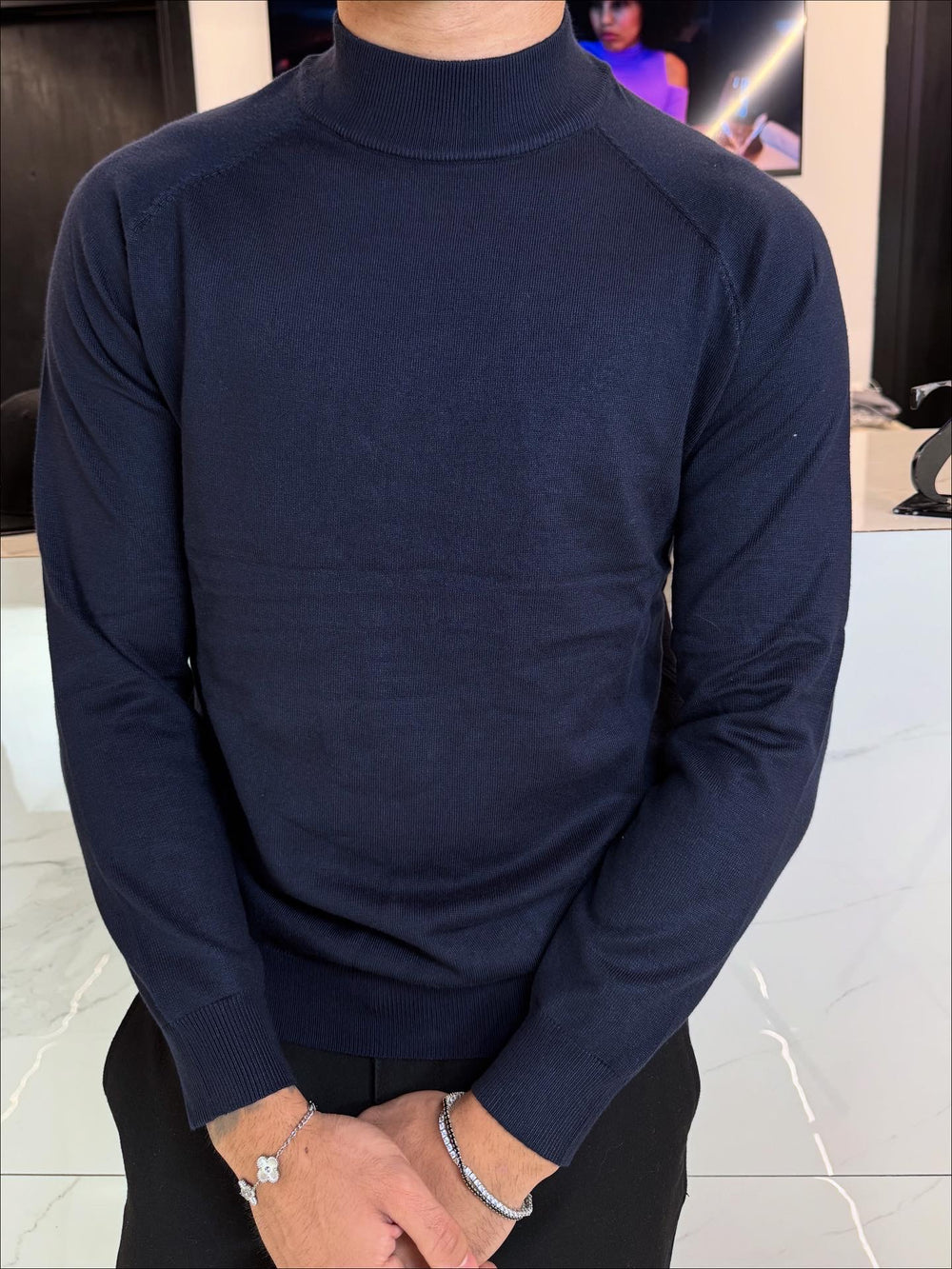 Maglione Lupetto Blu notte in Cotone Leggero - Duca Homme
