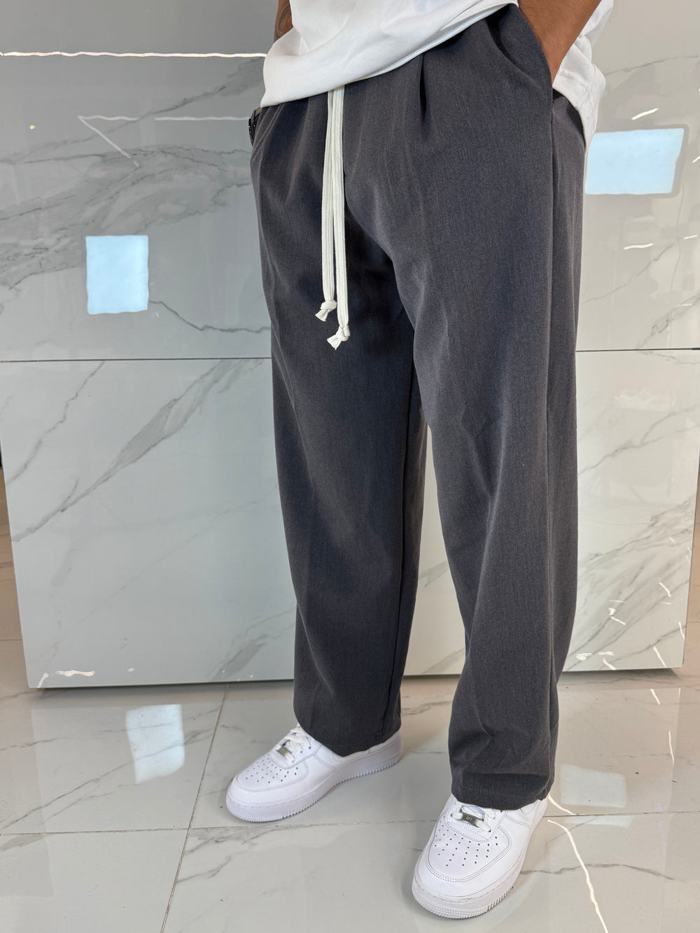 Pantalone Grigio Piombo Fondo Largo - Streetwear Premium Uomo