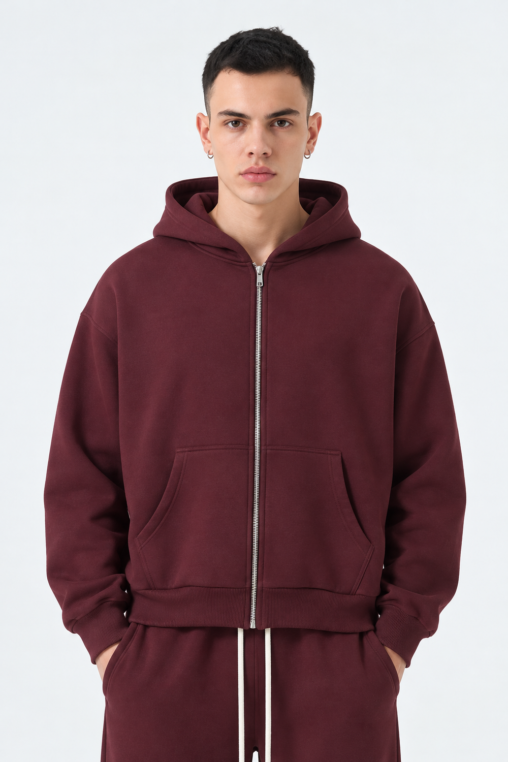 Felpa Full Zip Boxyfit | Duca Homme (bordeaux)