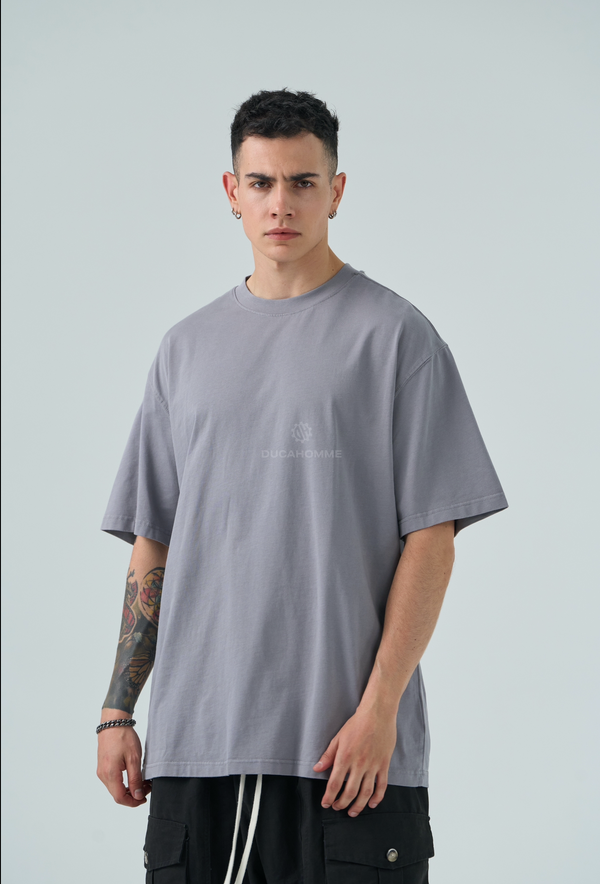 T Shirt Loose Fit Uomo Duca Homme Grigio Campus