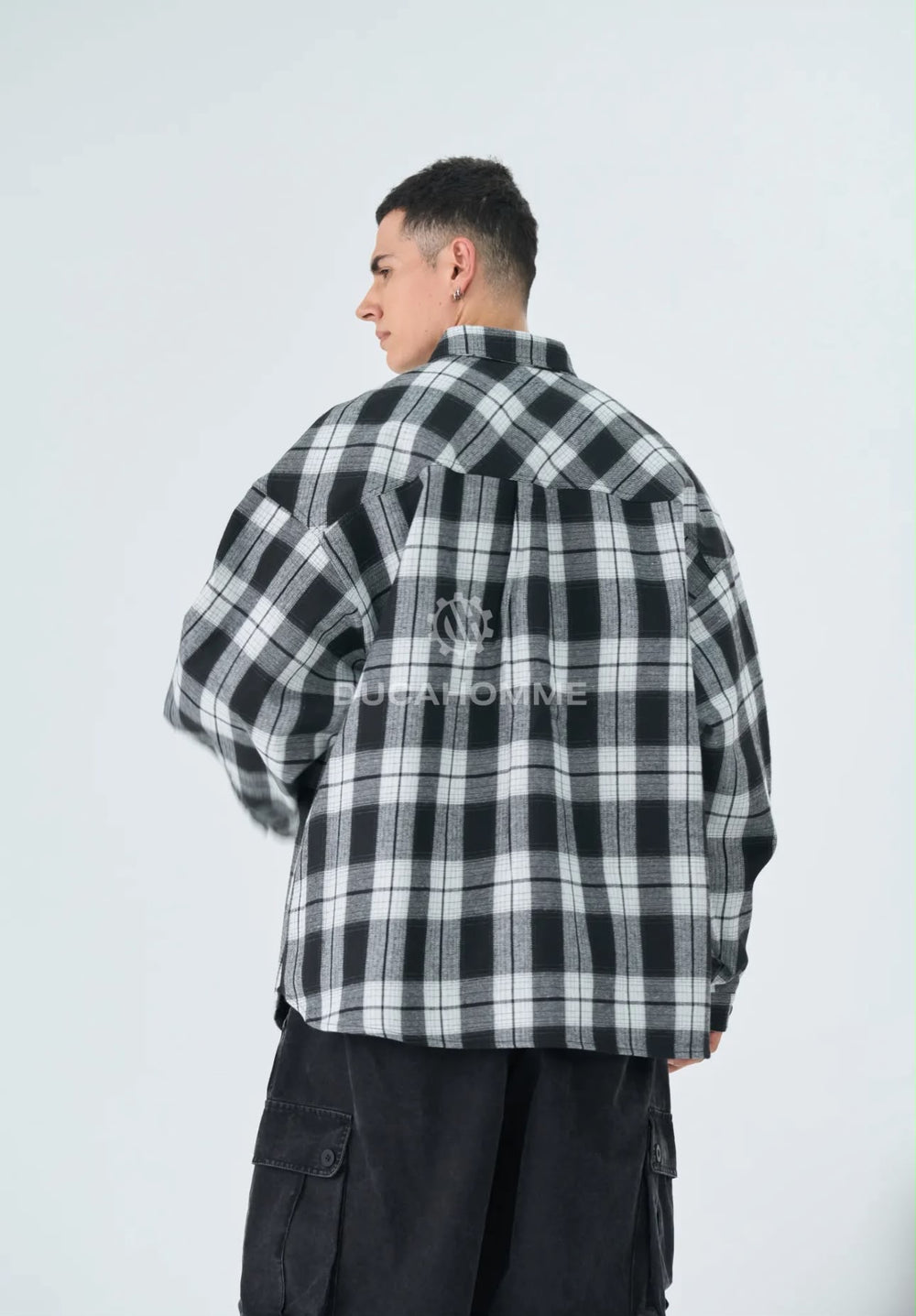 Camicia Quadri Oversize | Duca Homme (nero)