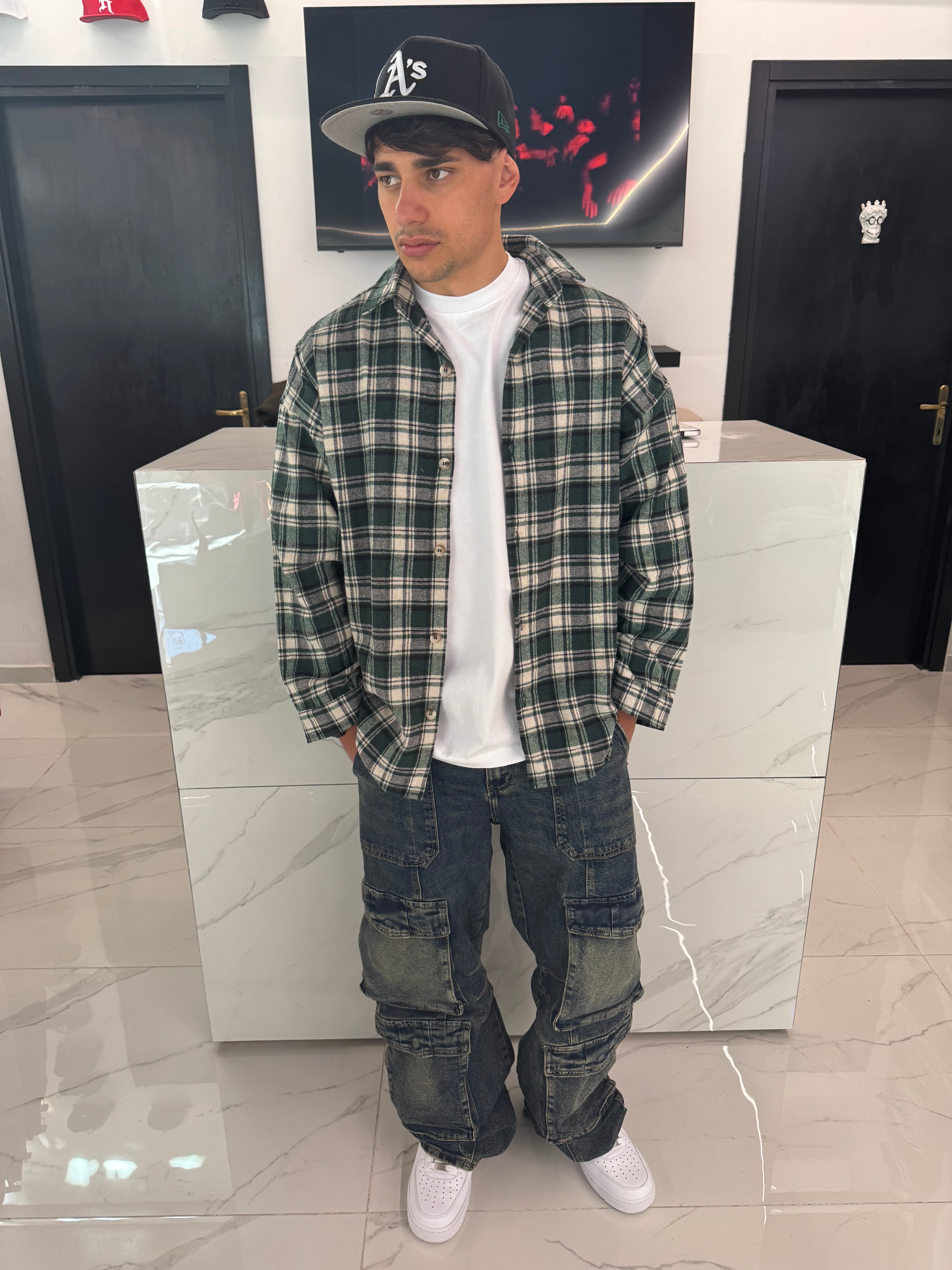 camicia a quadri oversize moda casual stile giovanile ysk duca homme