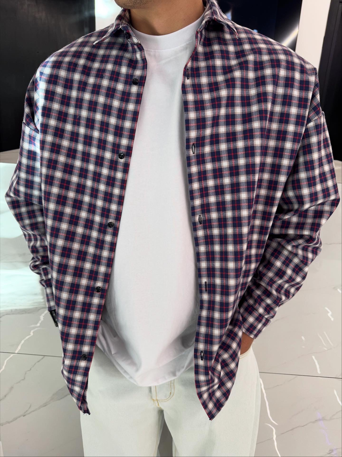 camicia a quadri da uomo e ragazzo abbigliamento duca homme bianco