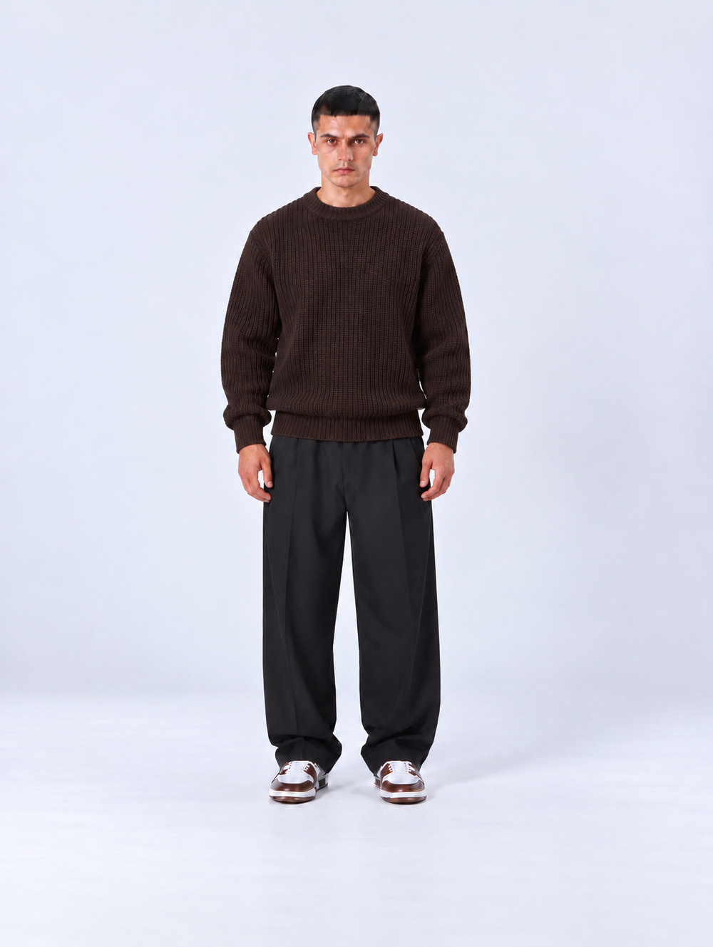 Maglione Girocollo a Coste | Duca Homme (marrone)