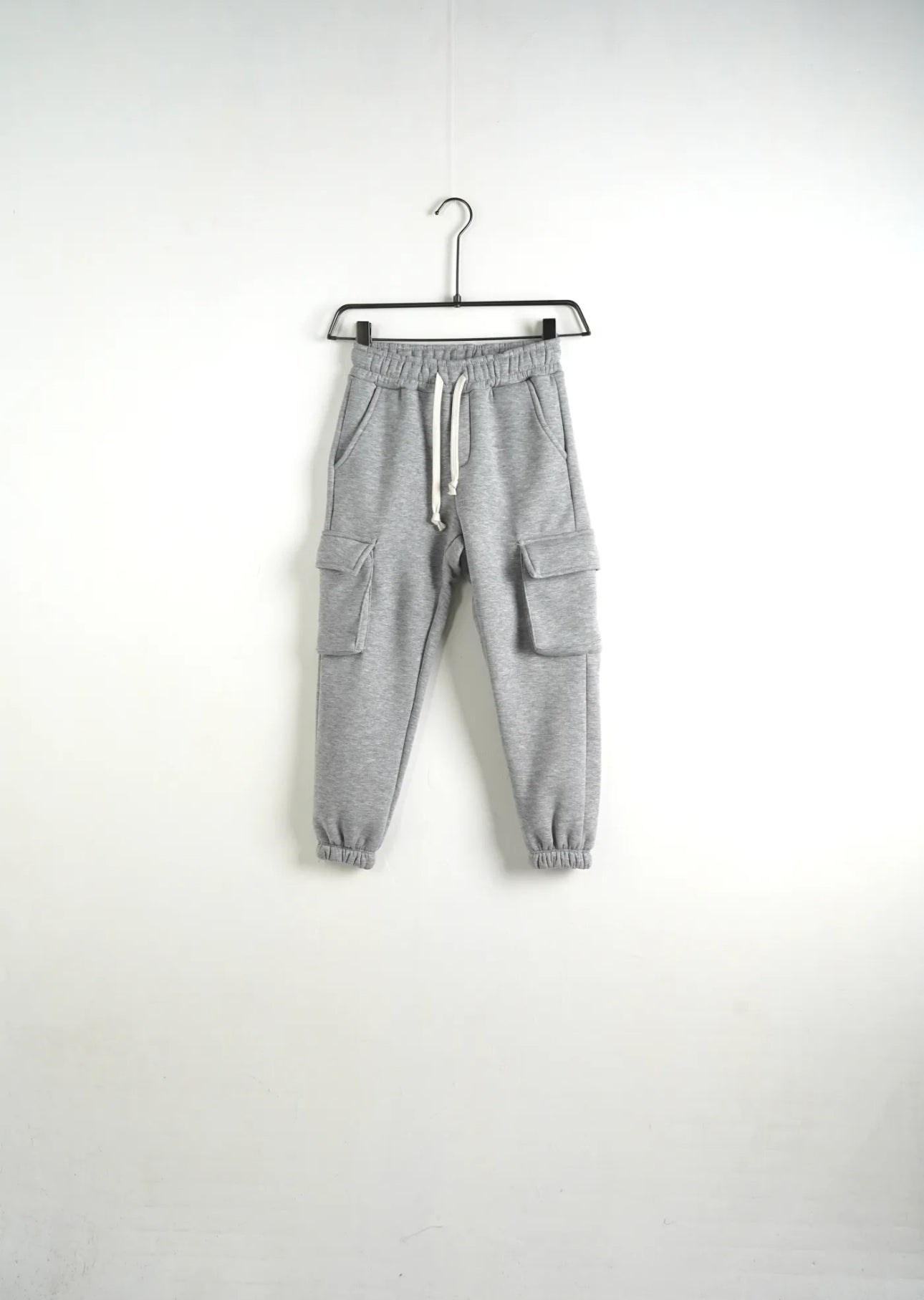 Pantaloni Cargo Felpati Bambino Grigio Melange - Duca Homme