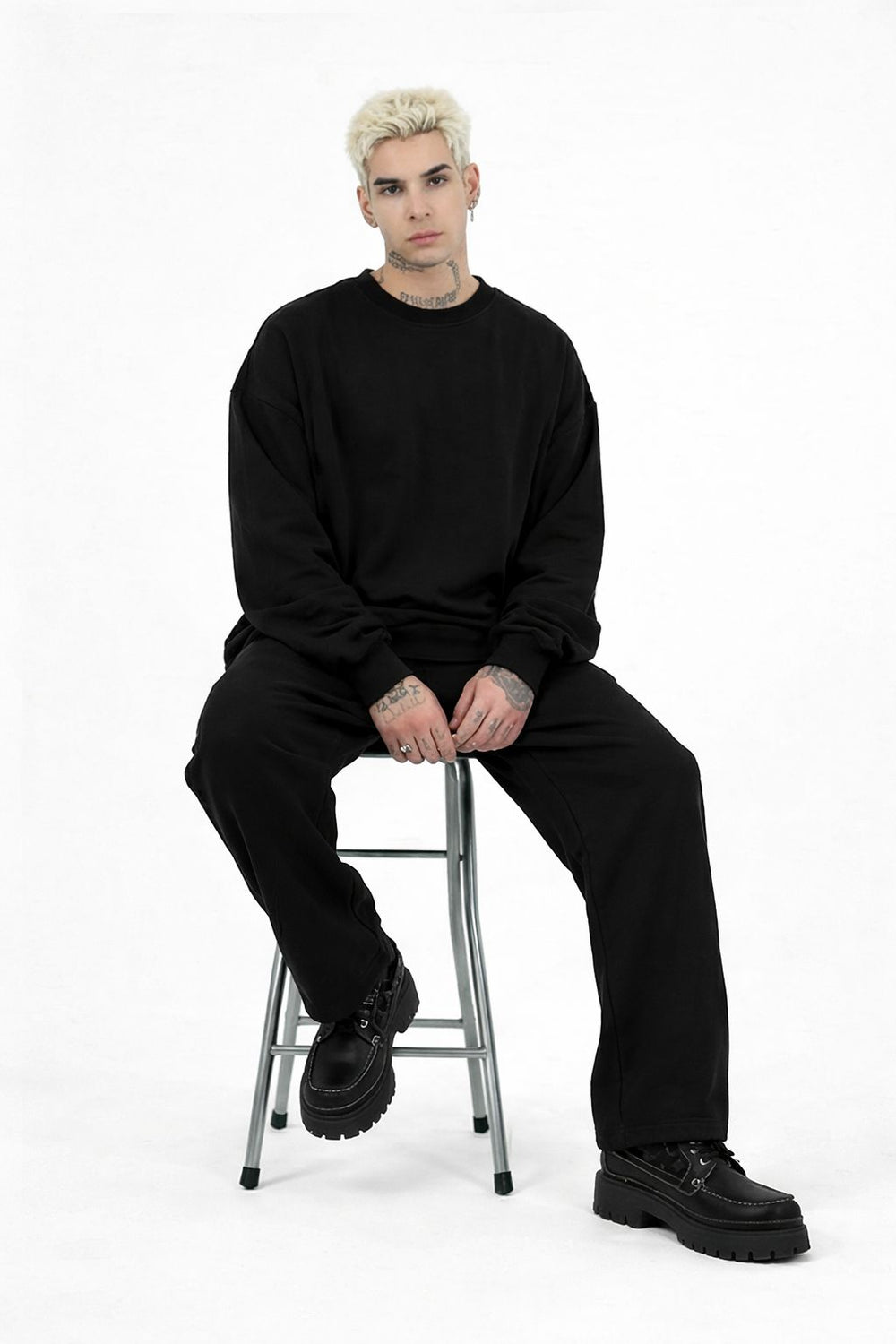 Completo Tuta Nera Baggy Duca Homme | Felpa Pantalone Streetwear