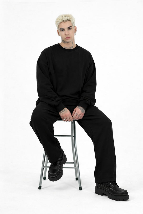 Completo Tuta Nera Baggy Duca Homme | Felpa Pantalone Streetwear