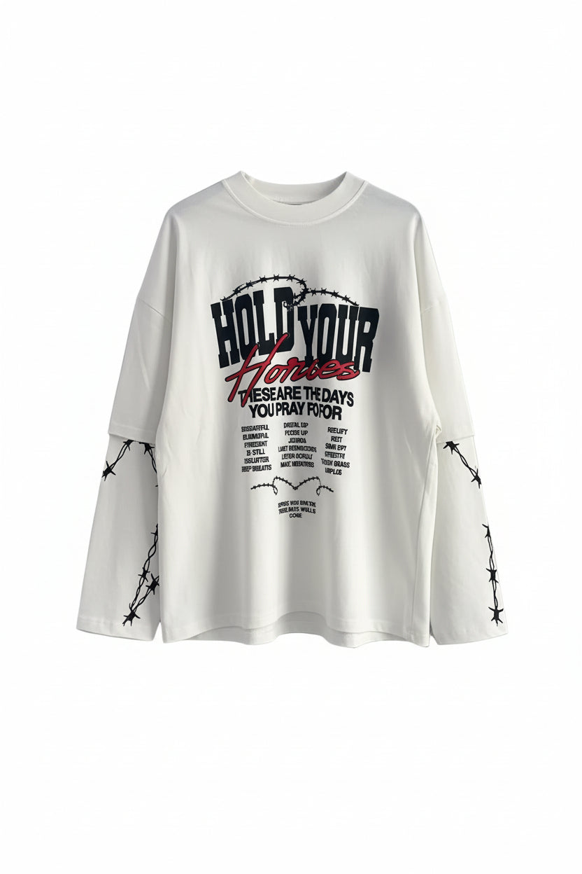 T-Shirt Manica Lunga con Stampa Oversize - Duca Homme