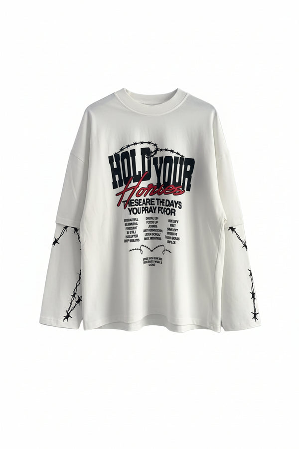 T-Shirt Manica Lunga con Stampa Oversize - Duca Homme