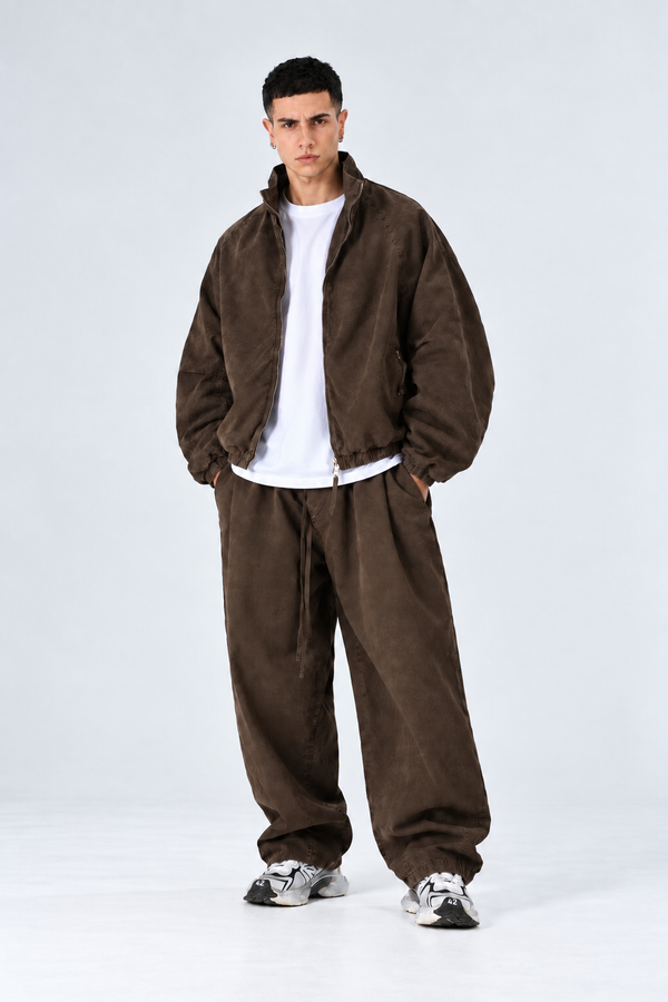 Completo Giacca zip Denim Oversize | Duca Homme (marrone)