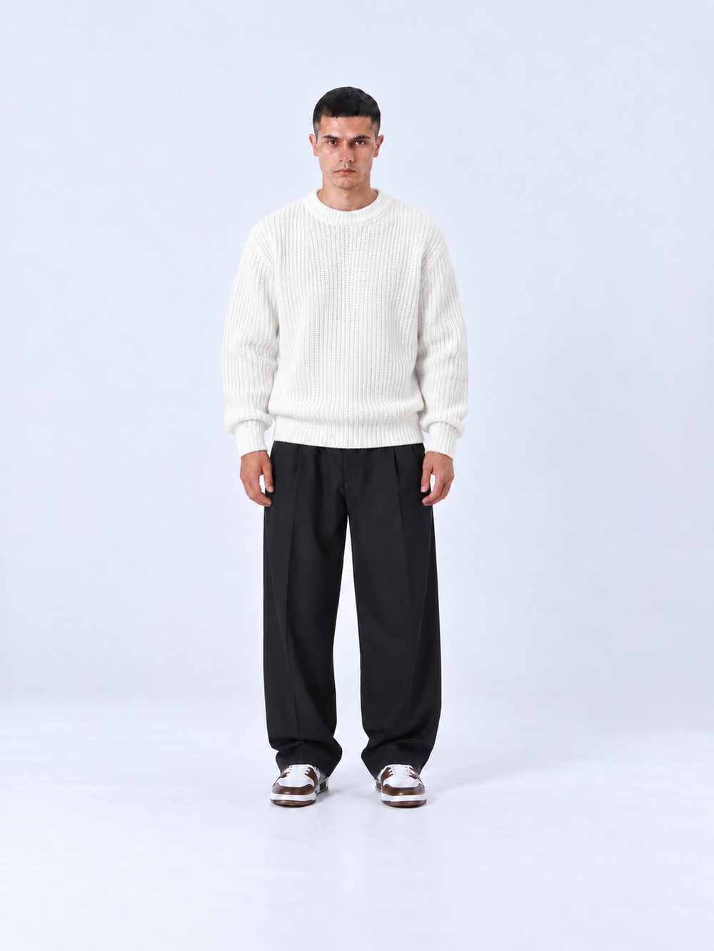 Maglione Girocollo Coste | Duca Homme (bianco)