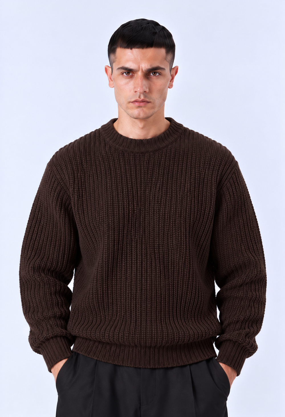 Maglione Girocollo a Coste | Duca Homme (marrone)