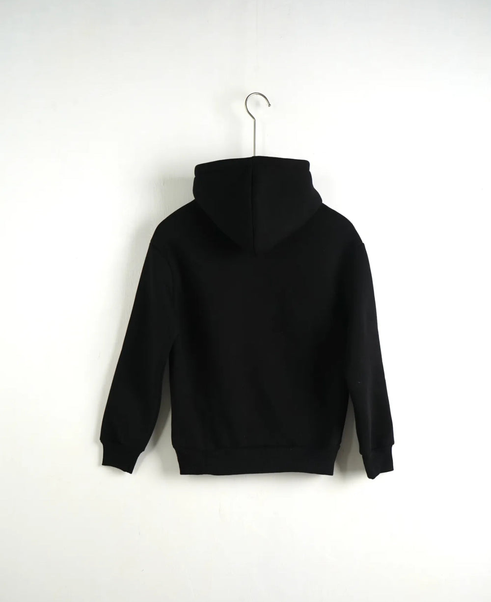 Felpa con Cappuccio Nera Tinta Unita Bambino - Duca Homme Junior