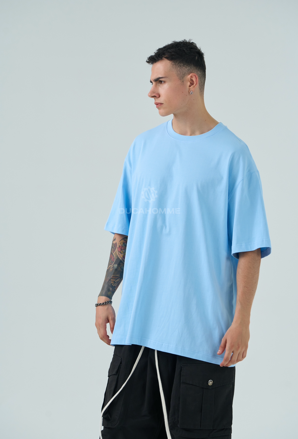 T Shirt Loose Fit Uomo Duca Homme Celeste