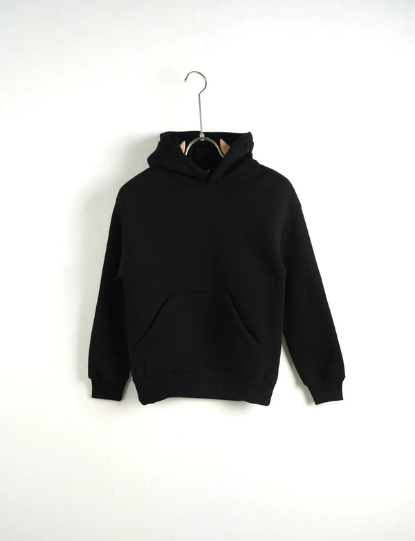 Felpa con Cappuccio Nera Tinta Unita Bambino - Duca Homme Junior