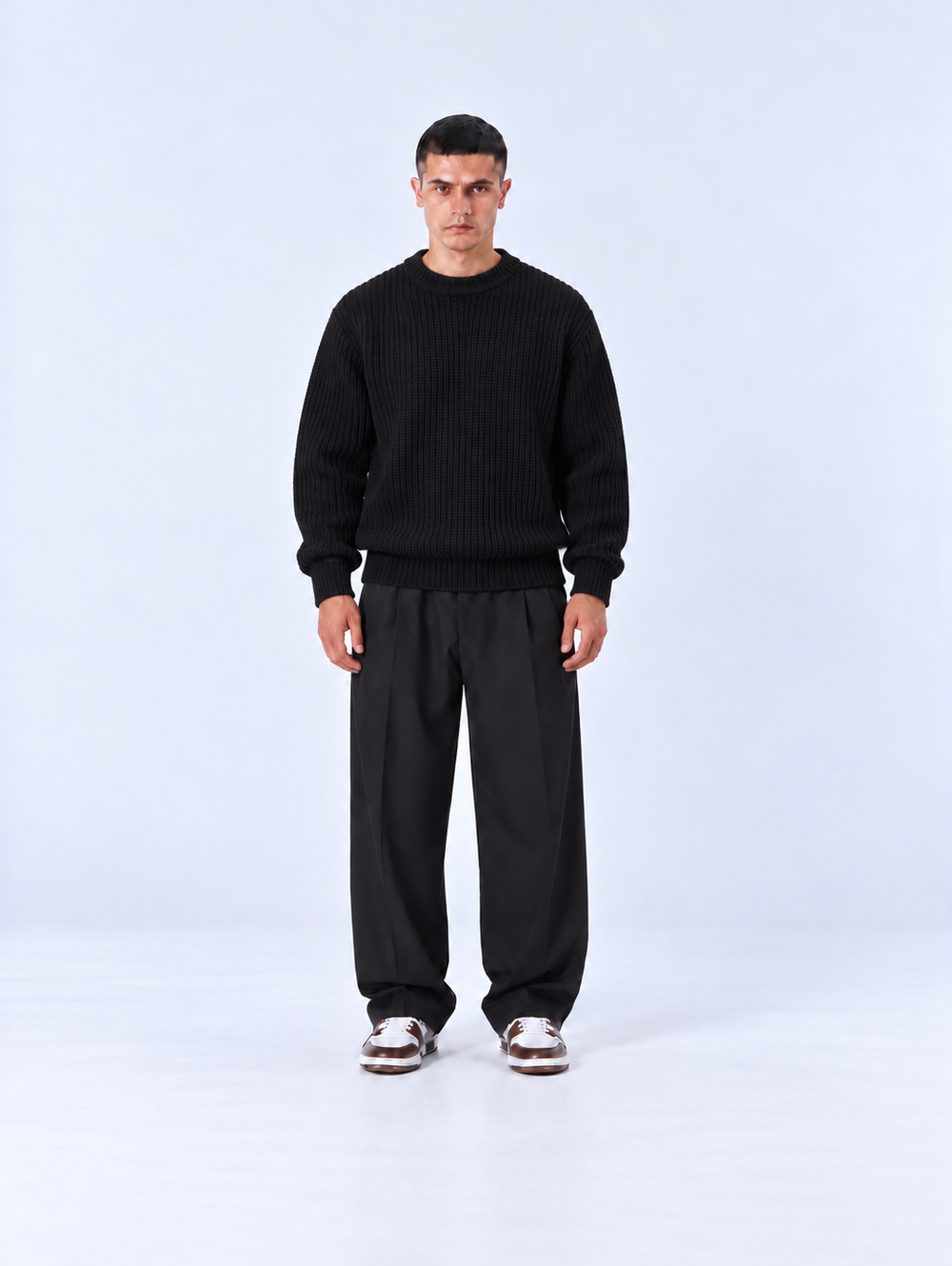 Maglione Girocollo a Coste | Duca Homme (nero)