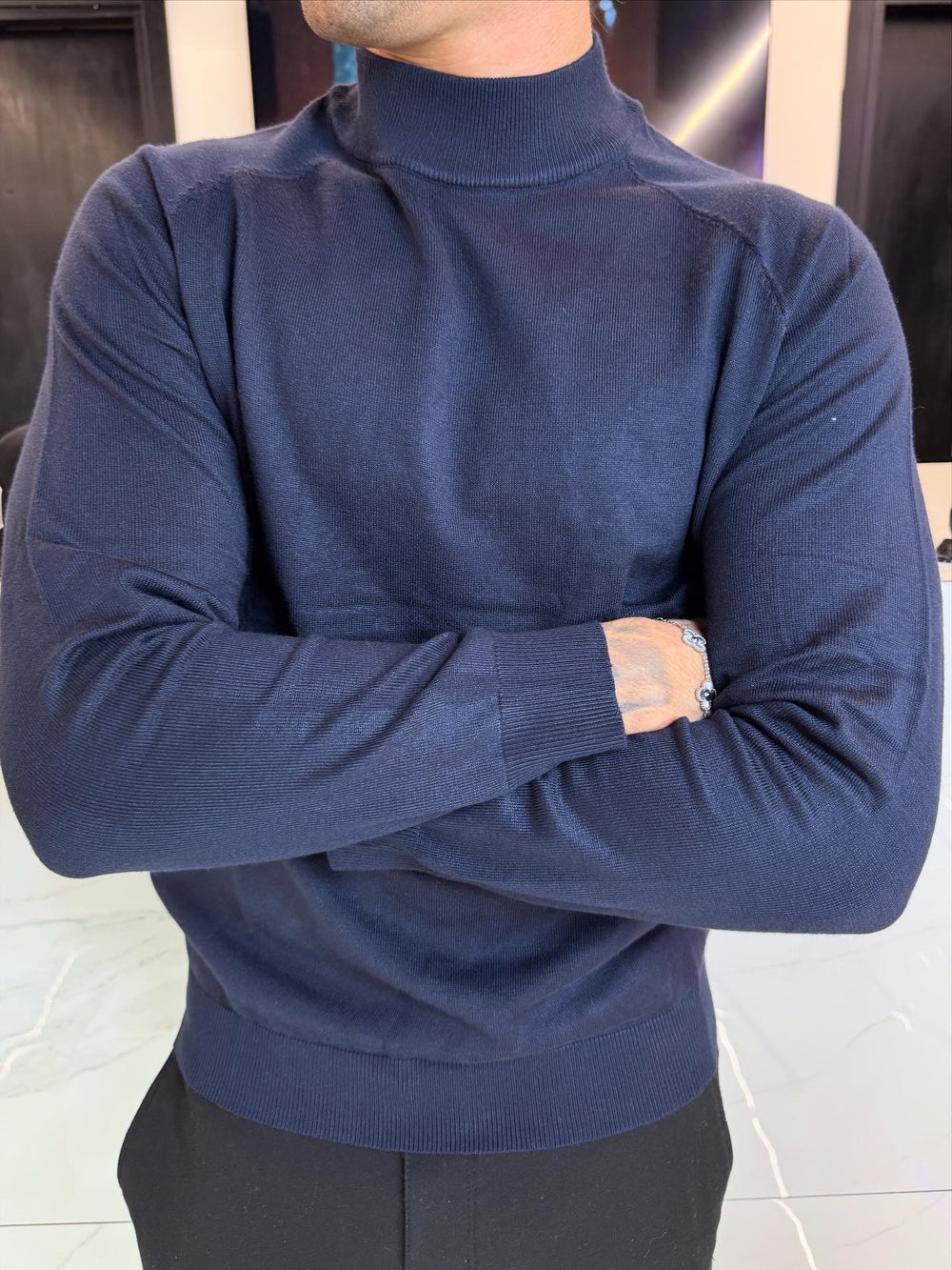 Maglione Lupetto Blu notte in Cotone Leggero - Duca Homme