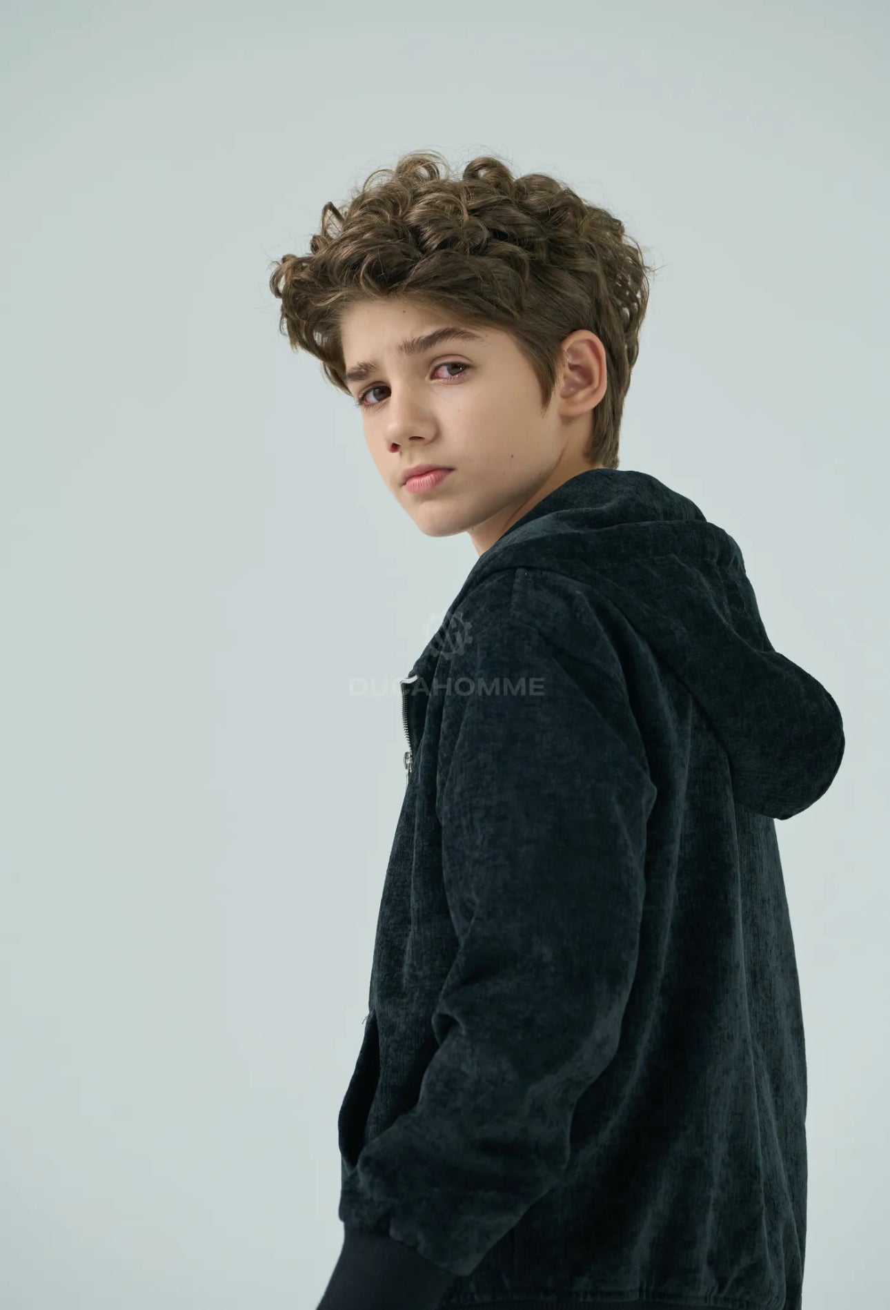 Giacca Bambino Duca Homme Nero Vellutato | Bomber in Velluto | Fit Comodo