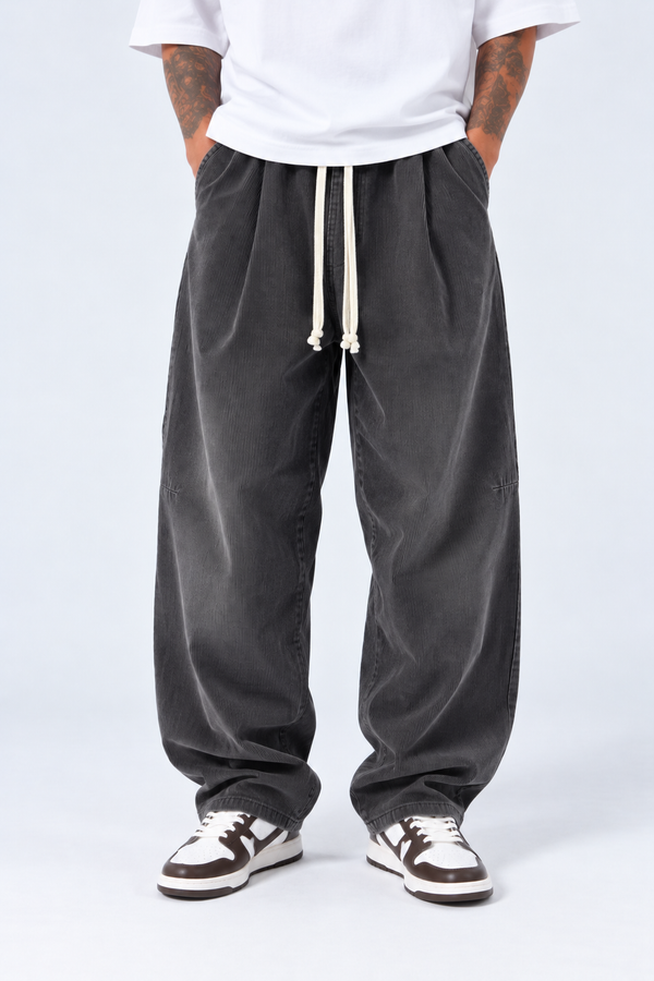 Pantalone Baggy Costine | Duca Homme (grigio piombo)
