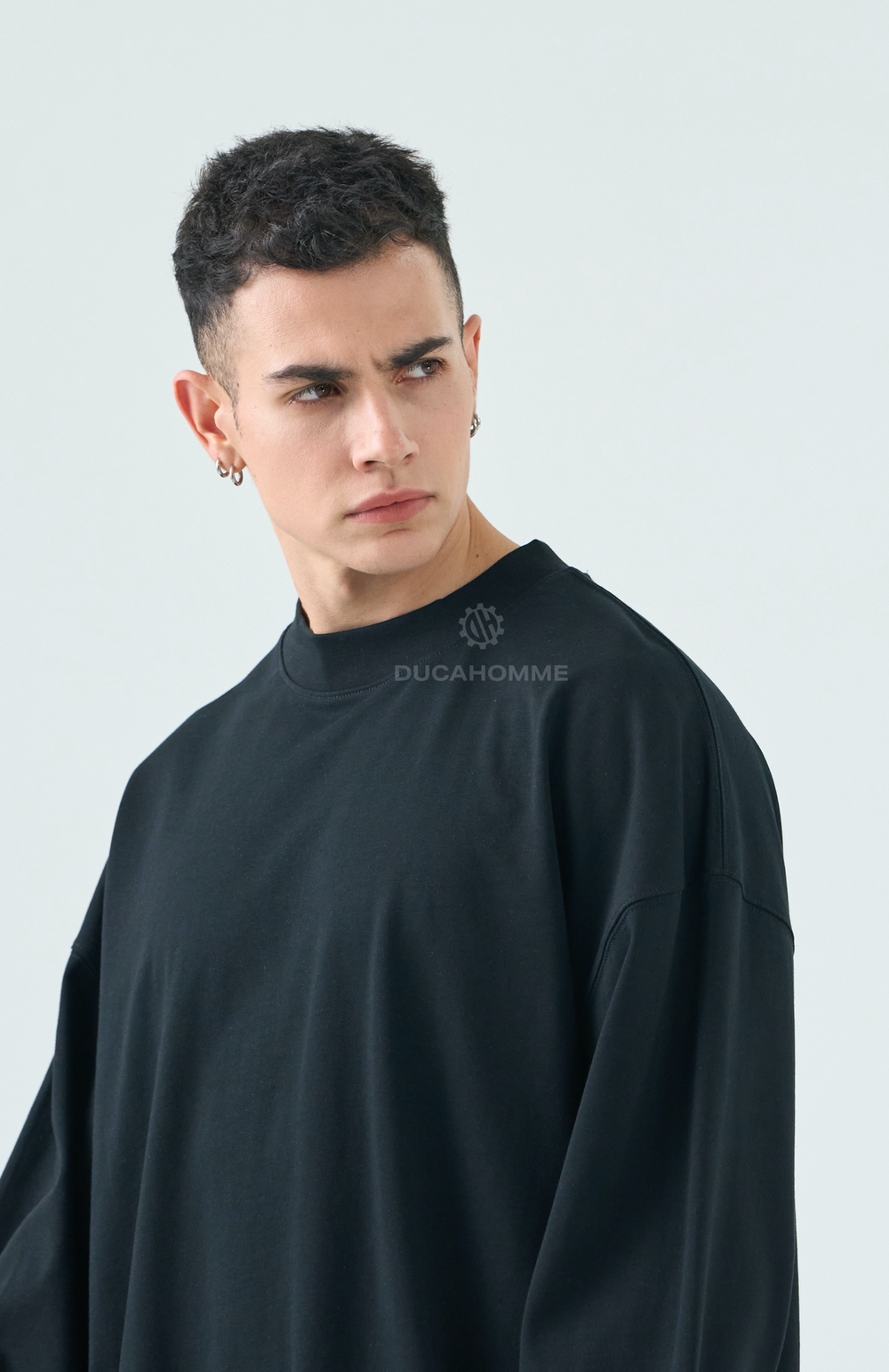 T Shirt Uomo Duca Homme Manica Lunga Nero