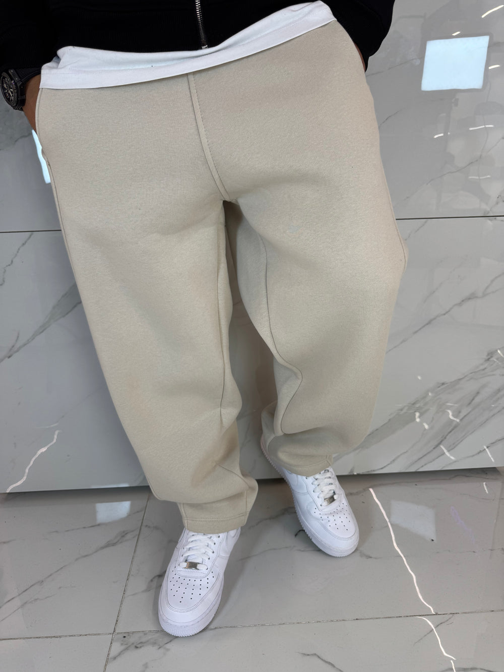 Tuta Baggy Beige con Riga Duca Homme | Completo Felpa Pantalone Streetwear