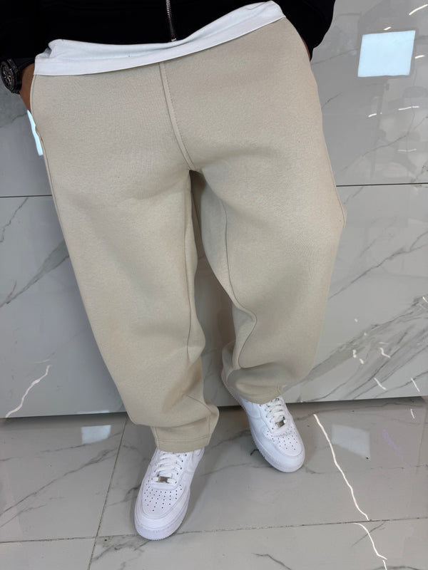 Tuta Baggy Beige con Riga Duca Homme | Completo Felpa Pantalone Streetwear
