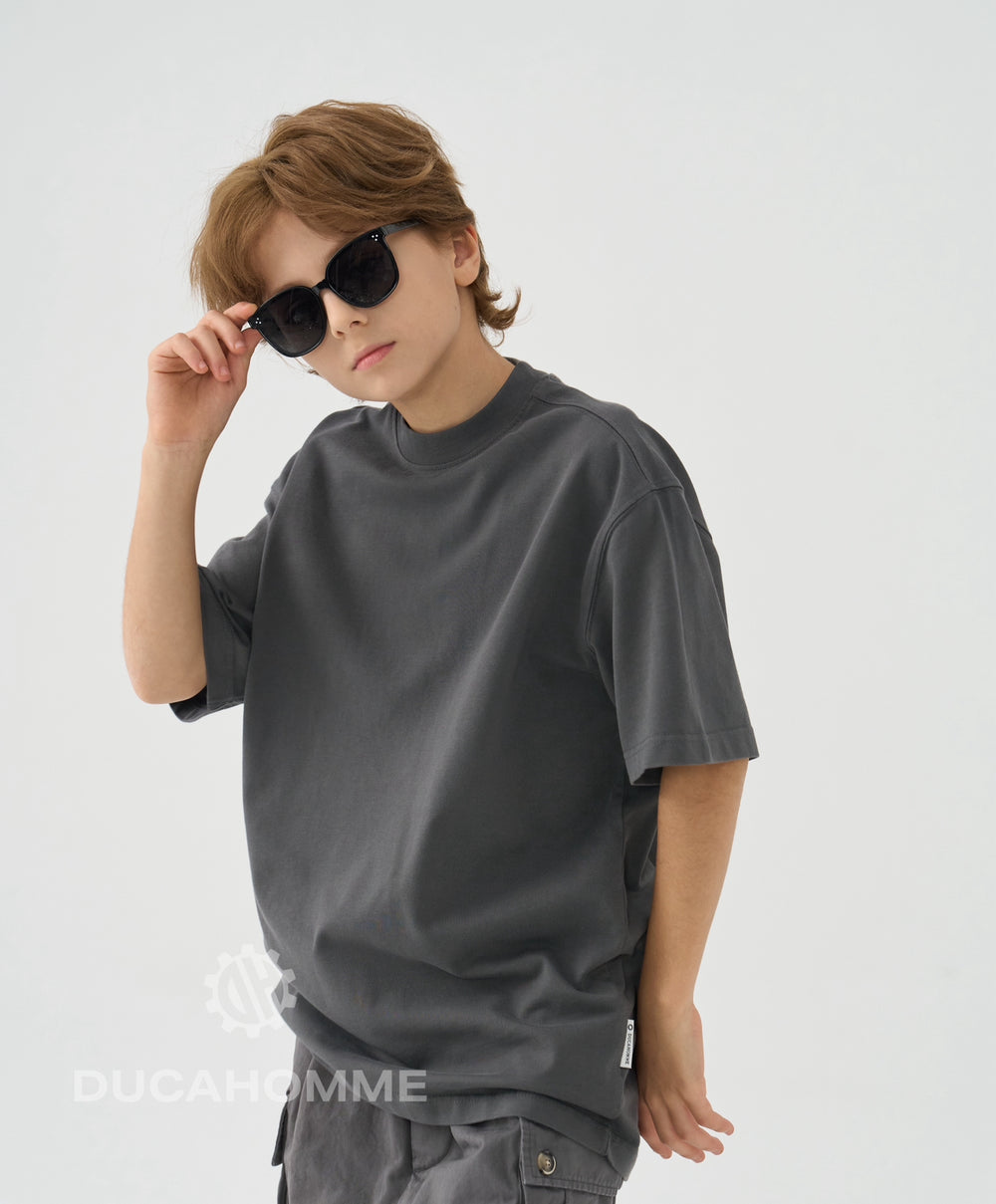 T Shirt Bambino Oversize Duca Homme Grigio Scuro