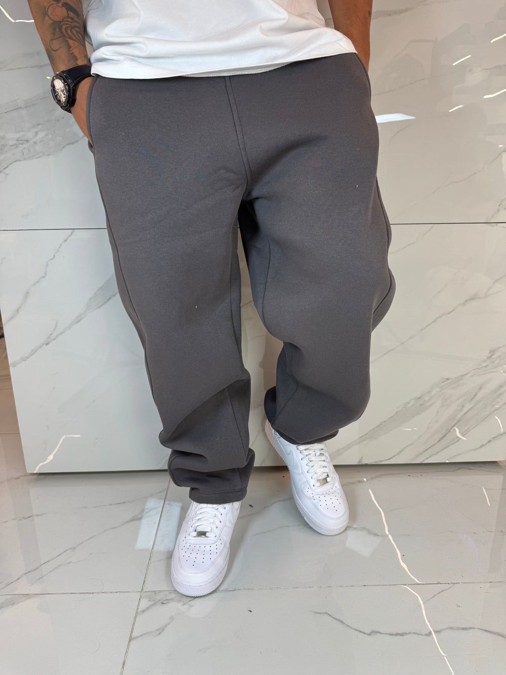 Tuta Baggy Grigio Piombo Riga Duca Homme | Completo Felpa Pantalone Urban
