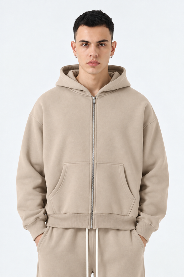 Felpa Full Zip Boxyfit | Duca Homme (beige)