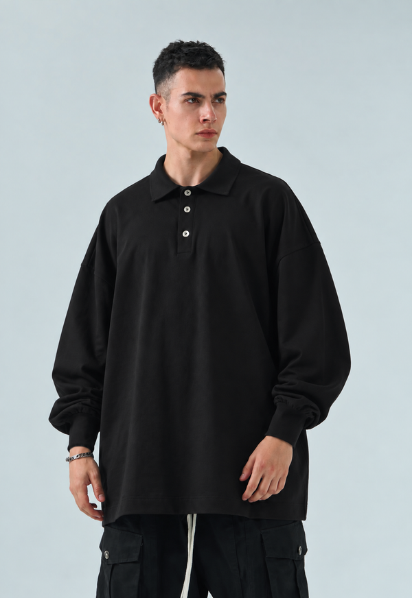 Polo Long Sleeve Oversize-Duca Homme (nero)