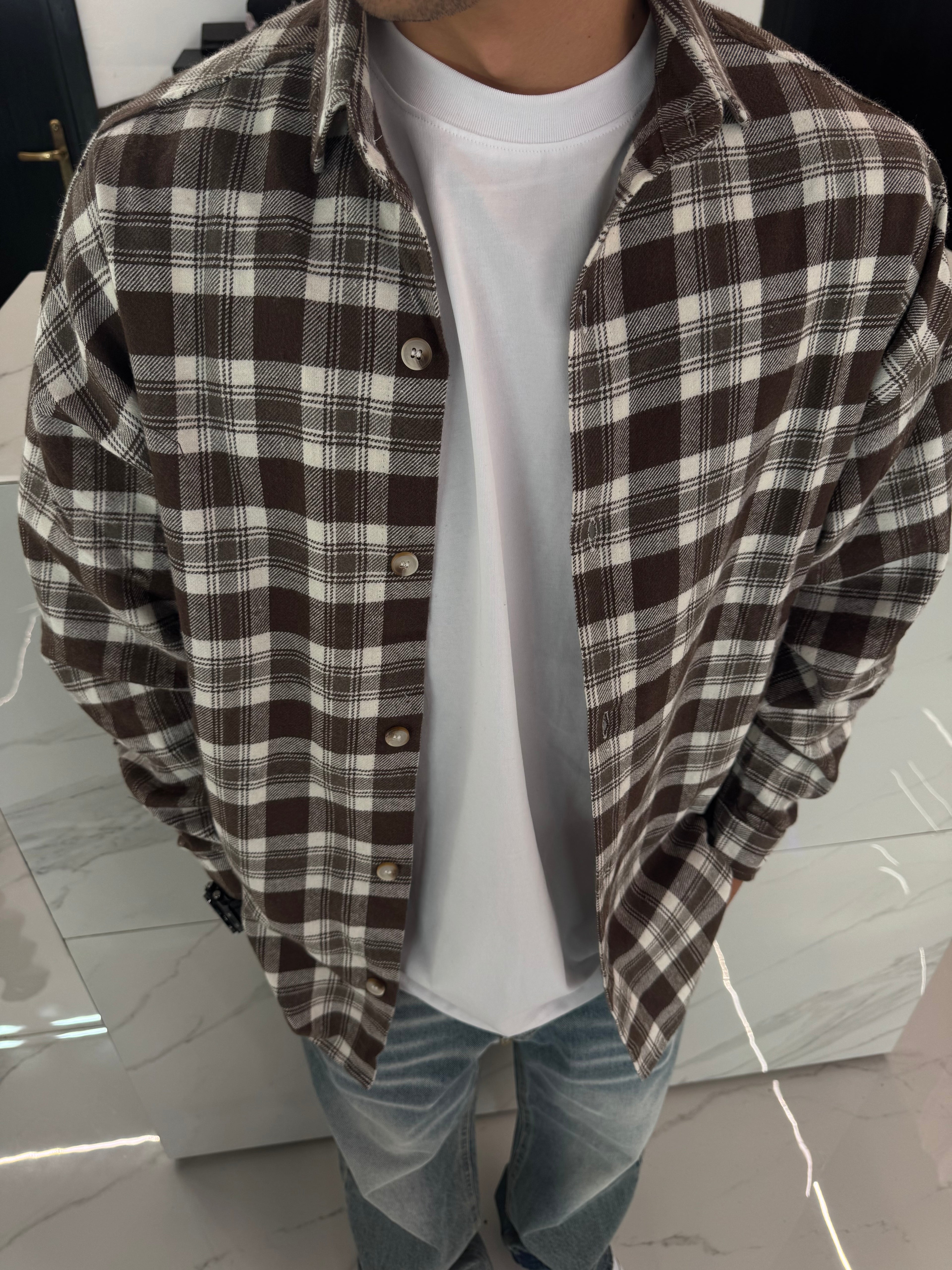camicia a quadri da uomo e ragazzo over abbigliamento duca homme bianco