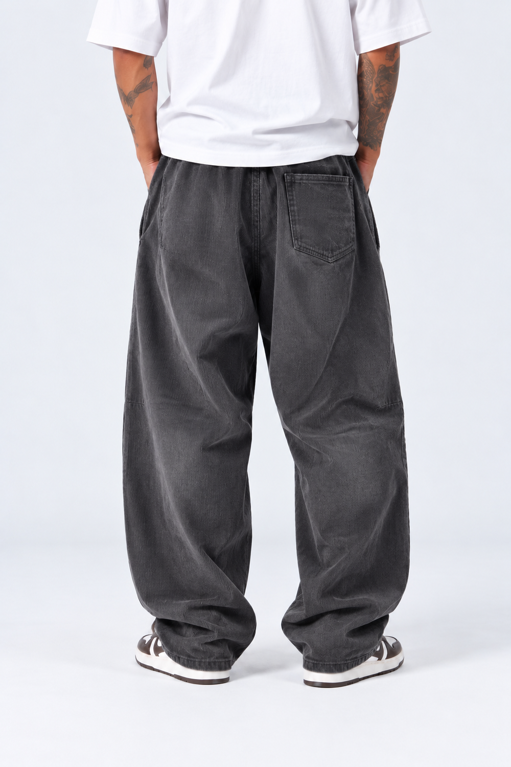 Pantalone Baggy Costine | Duca Homme (grigio piombo)