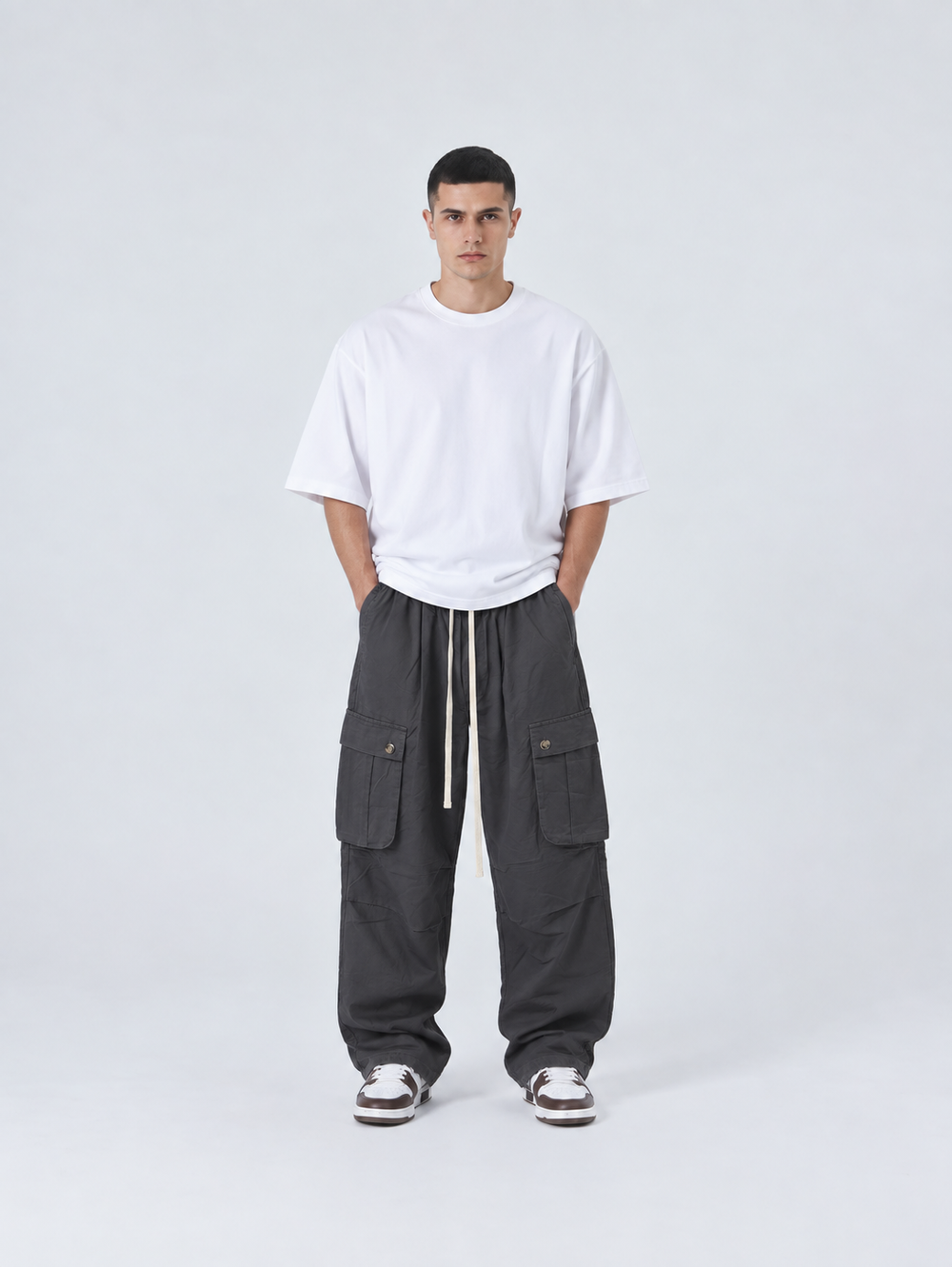 Pantalone Baggy Cargo | Duca Homme (grigio piombo)