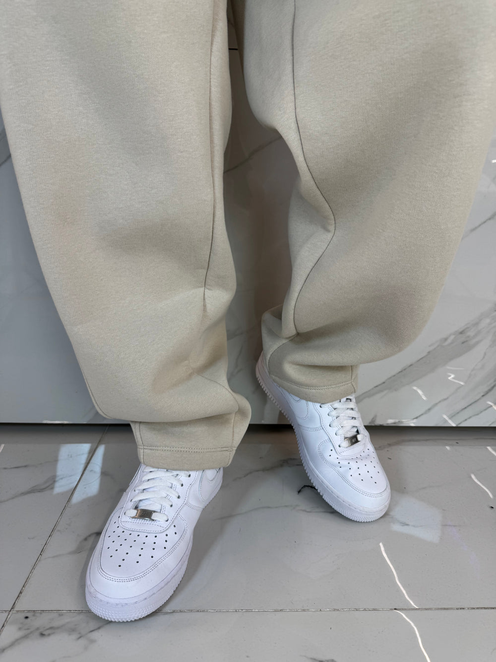 Tuta Baggy Beige con Riga Duca Homme | Completo Felpa Pantalone Streetwear
