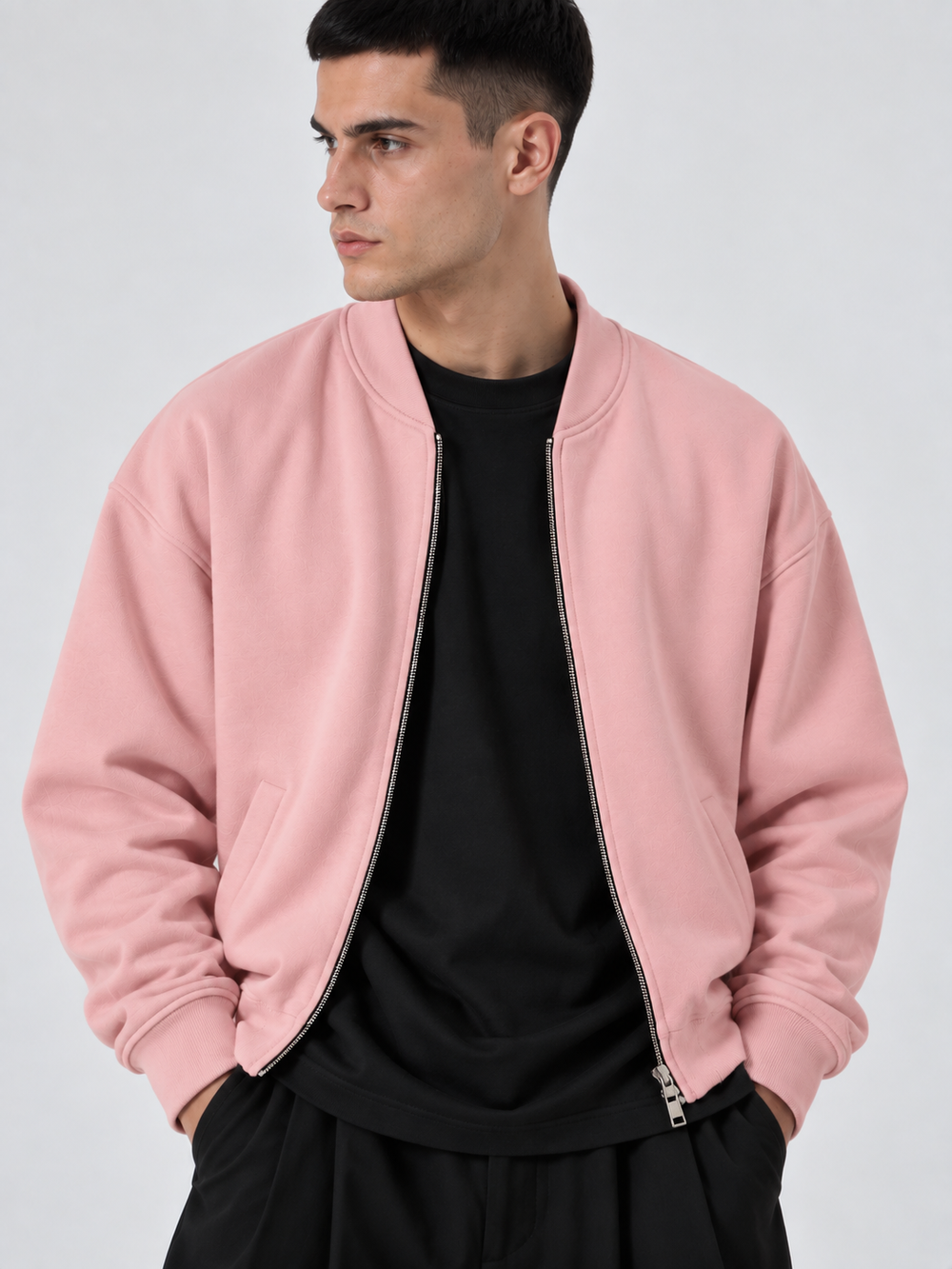 Felpa Girocollo Total Zip | Duca Homme (rosa)