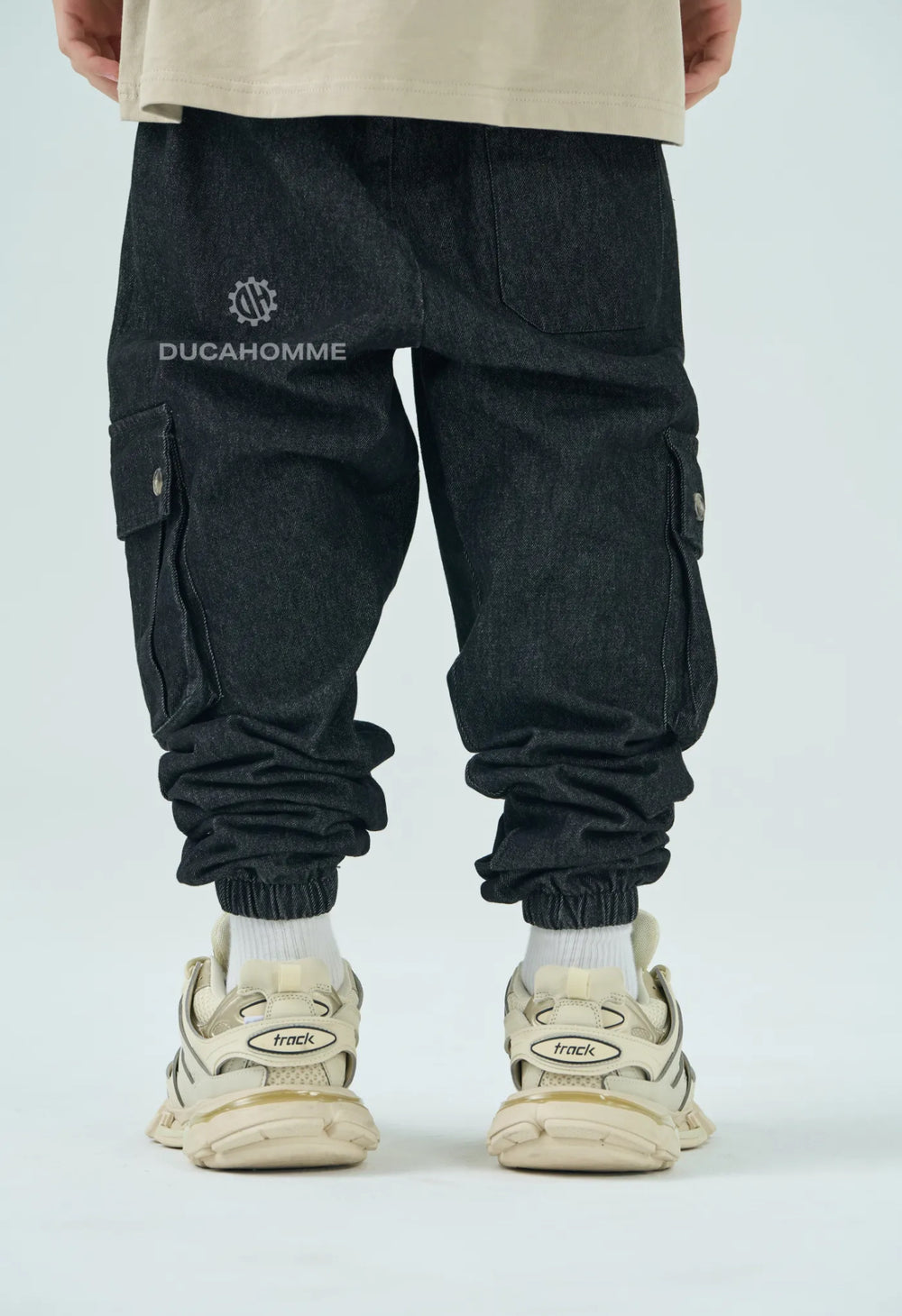 Jeans Nero Cargo Fondo Stretto Bambino Duca Homme | Streetwear Kids