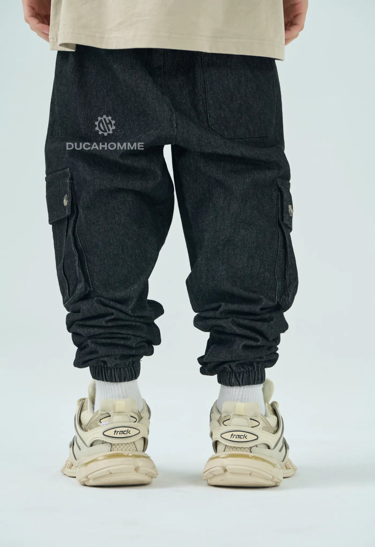 Jeans Nero Cargo Fondo Stretto Bambino Duca Homme | Streetwear Kids