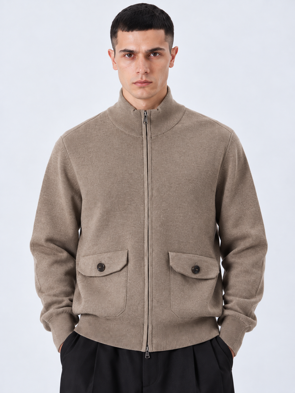 Cardigan Full Zip | Duca Homme (beige)