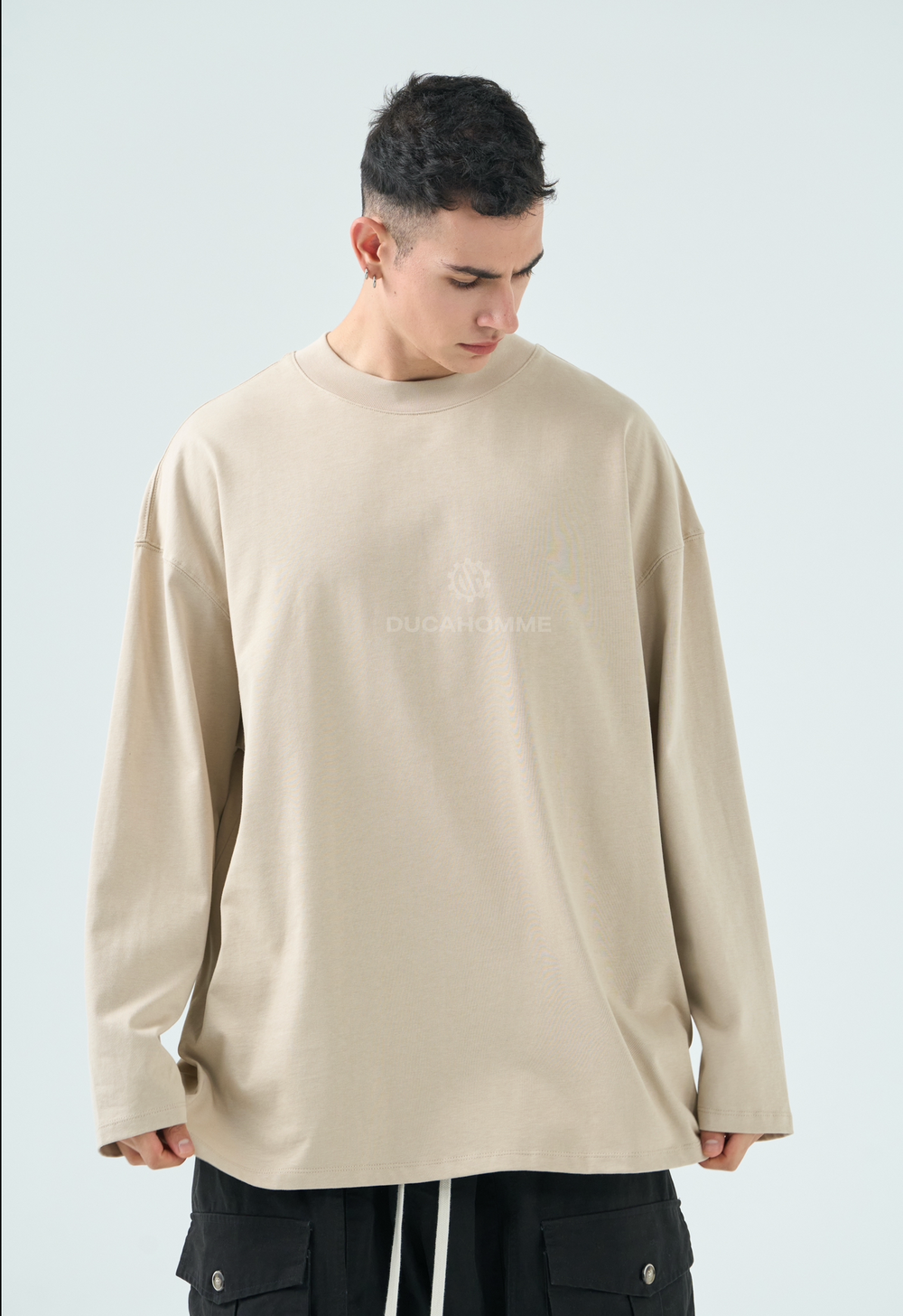 T Shirt Uomo Duca Homme Manica Lunga Beige