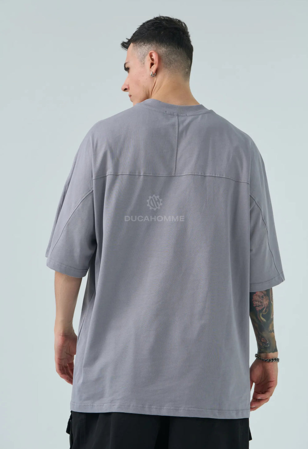 T Shirt Oversize Long Fit Uomo Duca Homme Grigio