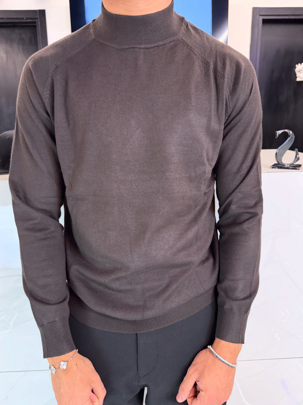 Maglione Lupetto Marrone in Cotone Leggero - Duca Homme