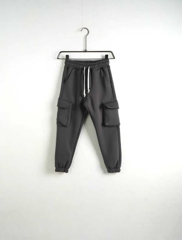 Pantaloni Cargo Felpati Bambino Grigio Piombo - Duca Homme Junior