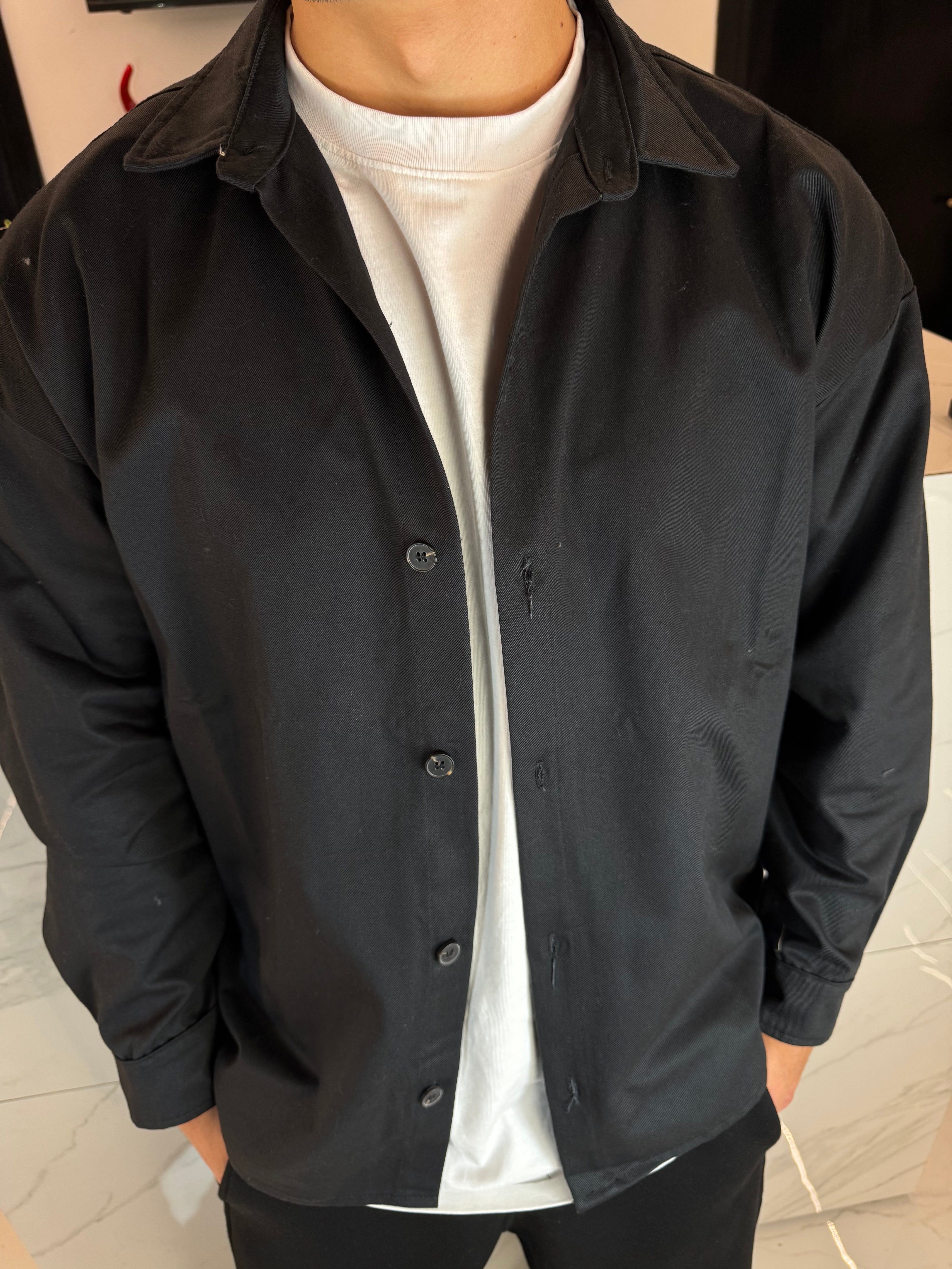 camicia corta relaxed fit uomo abbigliamento duca homme nero