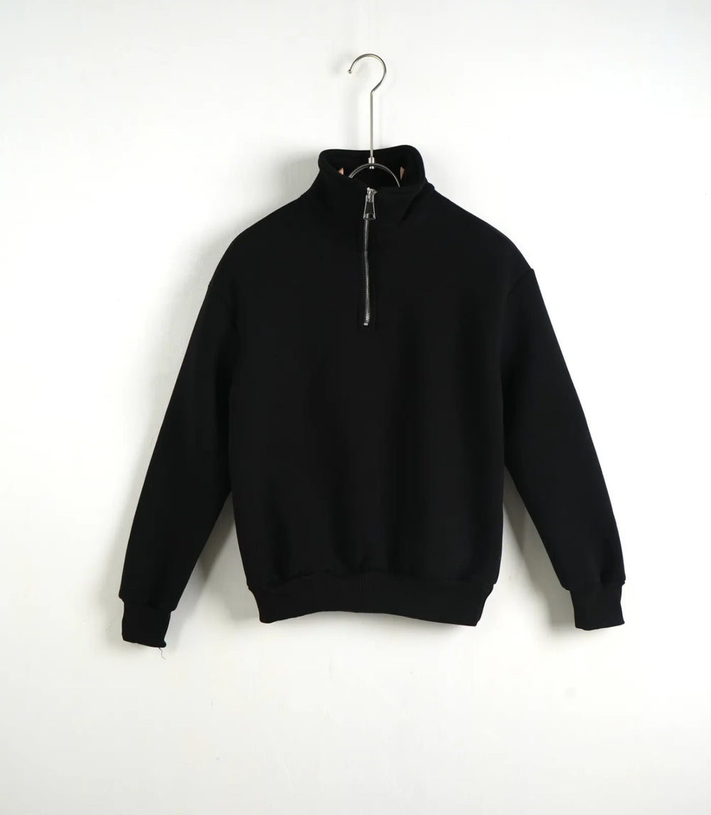 Felpa Mezza Zip Nera Collo Alto Bambino - Duca Homme Junior