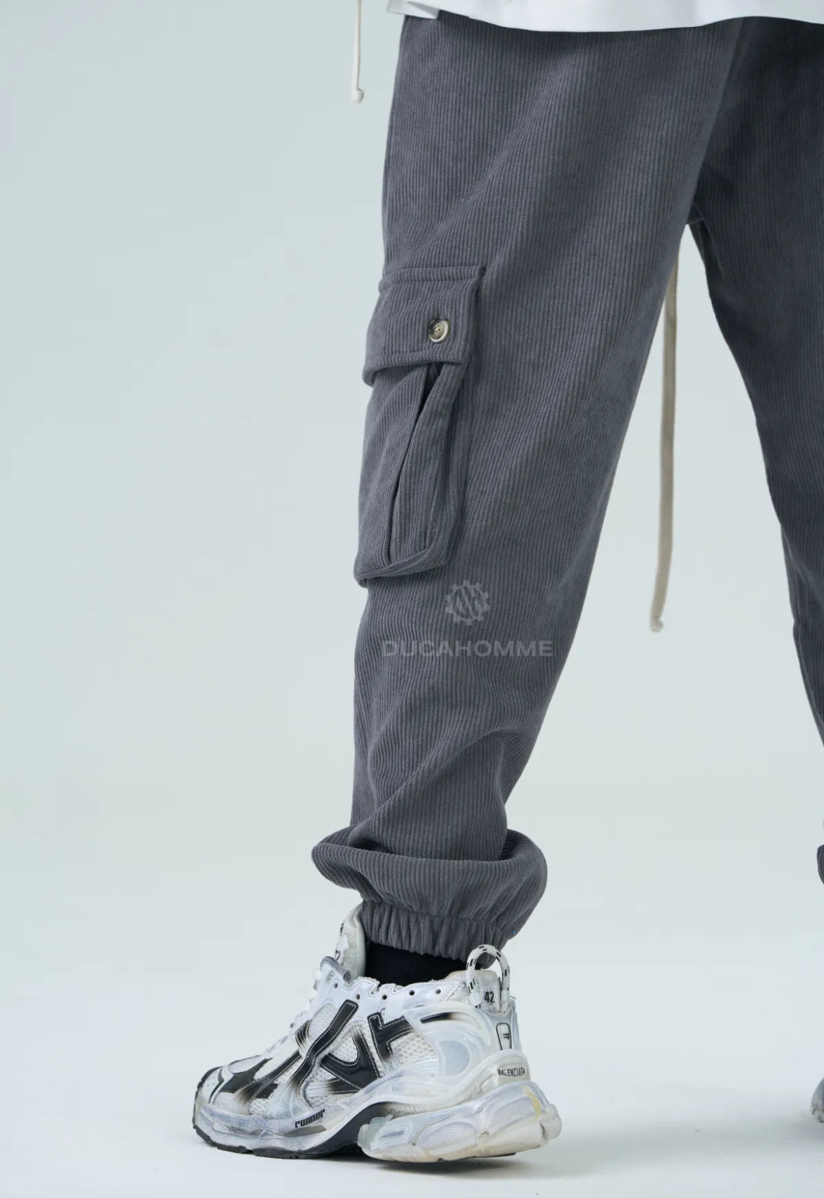 Pantaloni Cargo in Velluto a Righe Duca Homme Uomo | Fondo Elasticizzato