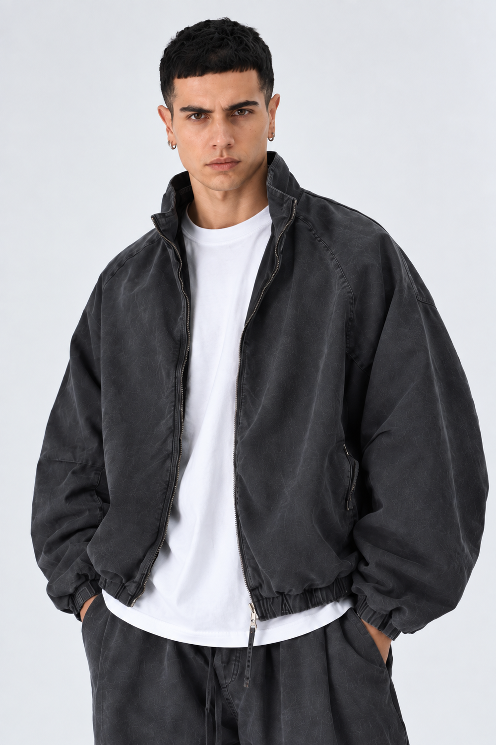 Completo Giacca zip Denim Oversize | Duca Homme (grigio scuro)
